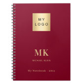 バーボンゴールドのモノグラムイニシャルビジネス ノートブック (正面)