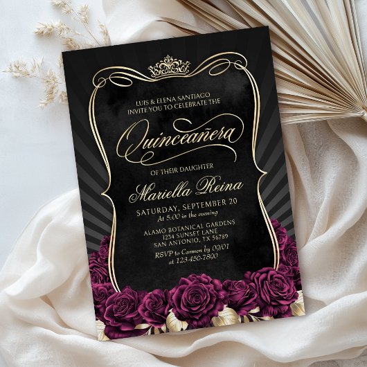 バーボンゴールドブラックのキンセアニエラ 招待状