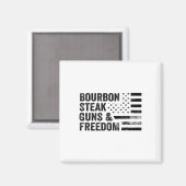 バーボンステーキガンとフリーダムアメリカ国旗のウイスキーPa マグネット (正面/裏面)