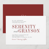 バーボンディのモダンなタイポグラフィ ミニマルな秋の結婚式 招待状 (正面/裏面)