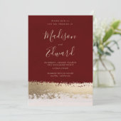 バーボンディーとゴールドの箔、エレガントなウェディング 招待状 (スタンド正面)