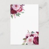 バーボンディーとピンクのエレガントな花の結婚式 エンクロージャーカード (裏面)
