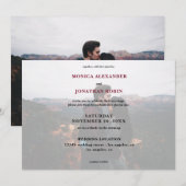 バーボンディー結婚式のモダンな写真 - 横 招待状 (正面/裏面)