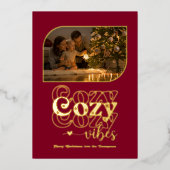 バーボンディー＆ゴールドのほっこりレトロクリスマスフォト 箔シーズンカード (正面)