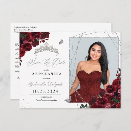 バーボンディー&シルバーのティアラ キンセアニエラの写真ポストカード ポストカード (正面/裏面)