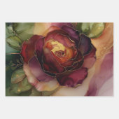 バーボンディー ピンク ゴールド ローズ フラワーブライダルシャワー ラッピングペーパーシート (正面)