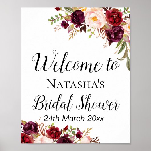 バーボンディー ボーホー フラワープレート - ウェルカムプレート ポスター (正面)