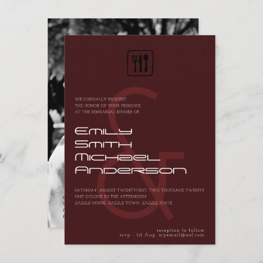 バーボンディー＆リハーサルディナー写真招待状 招待状 (正面/裏面)