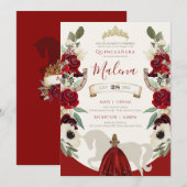 バーボンディー レッド ウエスタン 水彩 チャロ キンセアニエラ 招待状 (正面/裏面)