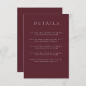 バーボンディー ワインレッド 結婚式 詳細 封入カード エンクロージャーカード (正面/裏面)