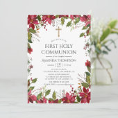 バーボンディー 水彩 花のファースト ホーリー コミュニオン 招待状 (スタンド正面)