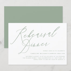 バーボンディ エレガント カリグラフィー リハーサル ディナー 招待状