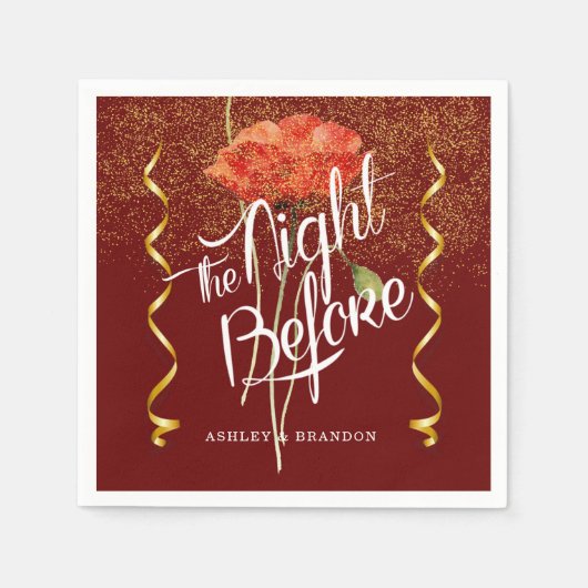 バーボンディ エレガント フラワーズ ザ・ナイト・ビフォア ナプキン スタンダードカクテルナプキン (正面)