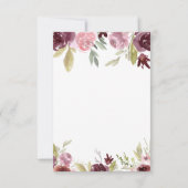 バーボンディ エレガント モダン フラワール 水彩 RSVP 招待状 (裏面)