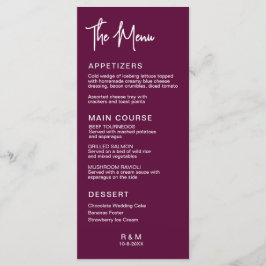 バーボンディ クラシック エレガント ウェディング メニュー