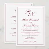 バーボンディ クラシック エレガント ウェディング 招待状 (正面/裏面)