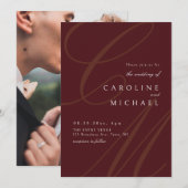 バーボンディ クラシック カリグラフィー モノグラム ウェディング 招待状 (正面/裏面)