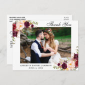 バーボンディ フラワーの結婚式写真のお礼 ポストカード (正面/裏面)