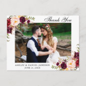 バーボンディ フラワーの結婚式写真のお礼 ポストカード (正面)