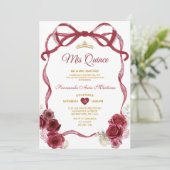 バーボンディ フラワーボウ リボン ゴールド クラウン ミス キンセ 招待状 (スタンド正面)