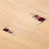 バーボンディ フラワー、レッド フラワー、ボヘミア、ブライズ シャワー アクリル招待状 (レイダウン)