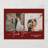 バーボンディ モダンスクリプト フォト ウェディング サンクス ポストカード (正面)