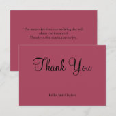 バーボンディ モダン ミニマリスト ウェディング サンクス カード (正面/裏面)