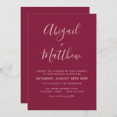 バーボンディ モダン ミニマル ウェディング 招待状 (正面/裏面)