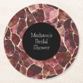 バーボンディ レッド おしゃれ アブストラクト ブライズシャワー ラウンドペーパーコースター (正面)