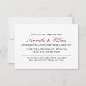 バーボンディ レッド リボン 冬 ウェディング レセプション 招待状 (裏面)