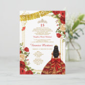 バーボンディ レッド 15歳の誕生日 王冠 招待状 (スタンド正面)