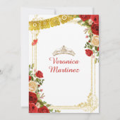 バーボンディ レッド 15歳の誕生日 王冠 招待状 (裏面)