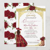 バーボンディ ローズ エレガント ウェスタン チャロ キンセアニエラ 招待状 (正面/裏面)