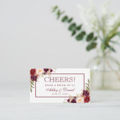 バーボンディ ワイン色の結婚式 披露宴 飲み物チケット カード (スタンド正面)