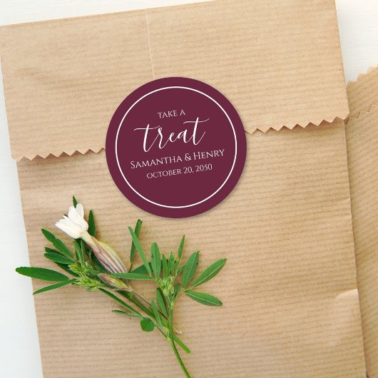 バーボンディ ワイン 結婚式 シンプル カリグラフィー スクリプト お菓子 ラウンドシール