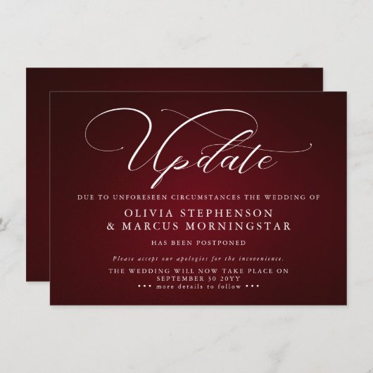 バーボンディ - 現代の延期イベントのお知らせ 招待状 (正面/裏面)