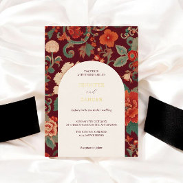 バーボンディ Chinoiserie ウェディング エレガント クラシック 箔招待状