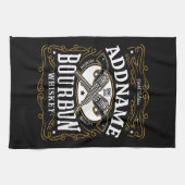 バーボンパーソナライズされたヴィンテージガンウイスキーラベル キッチンタオル (横)