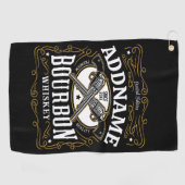 バーボンパーソナライズされたヴィンテージガンウイスキーラベル ゴルフタオル (横)