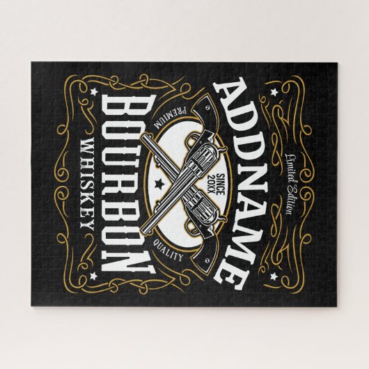 バーボンパーソナライズされたヴィンテージガンウイスキーラベル ジグソーパズル (横)