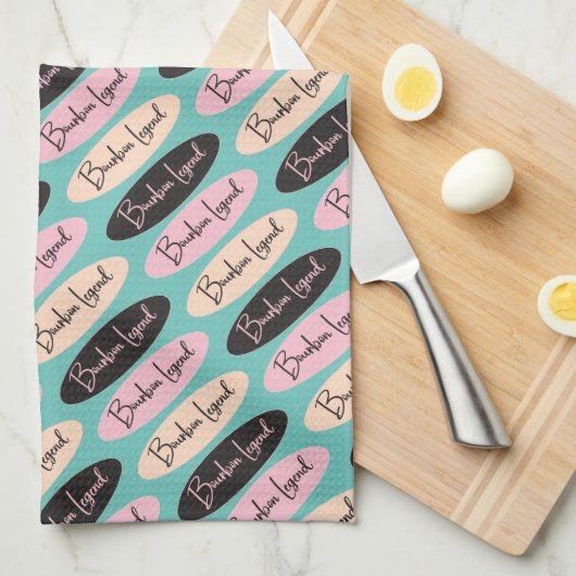 バーボンレジェンドオバルペンク/ブラック/アクアキッチンタオル キッチンタオル (四つ折り)