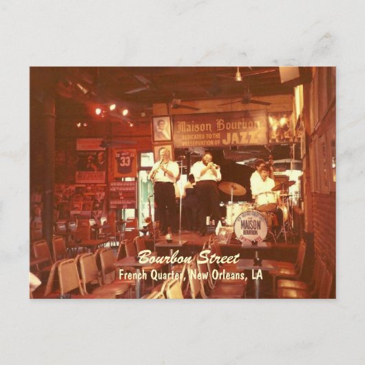 バーボン通りジャズニューオーリンズポストカード ポストカード (正面)