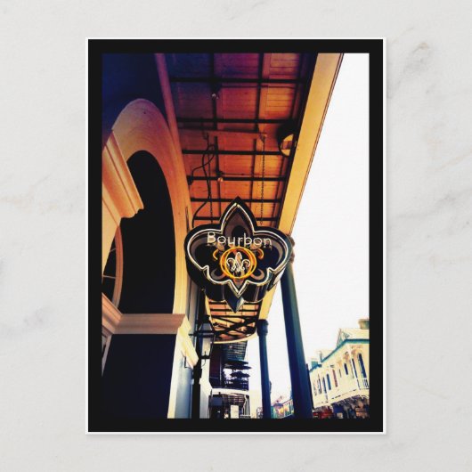 バーボン通りニューオーリンズルイジアナサイン ポストカード (正面)