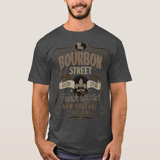 バーボン通りフランスのクールニューオーリンズ Tシャツ (正面)