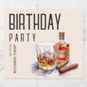 バーボン&シガーバースデーパーティー リキュールボトルラベル (シングルラベル)