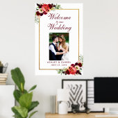 バーボン フラワール ゴールド ボヘミア ウェディング ウェルカム フォト ポスター (ホームオフィス)