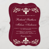 バーボン フルール ド リス 花飾り 結婚式招待状 招待状 (正面/裏面)