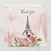 バーボン ワークコートのエッフェル塔 ウェディング サンクス 招待状 (正面/裏面)