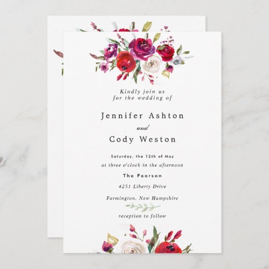 バーボン ワーク色のバラの結婚式招待状 招待状 (正面/裏面)