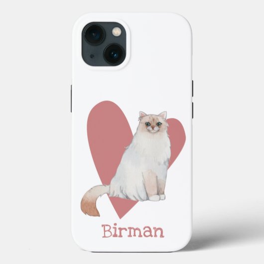 バーマンキャットウォーターカラー子猫ピンクハート Case-Mate iPhoneケース (裏面)